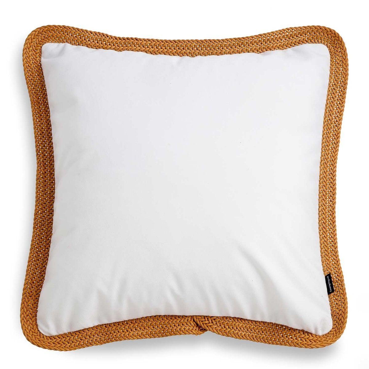 Tesse biała poduszka dekoracyjna z rudą plecionką 45x45