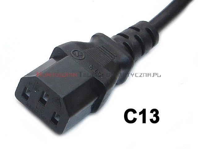 Kabel zasilający z uziemieniem C13/C20 - przedłużacz 1,8m