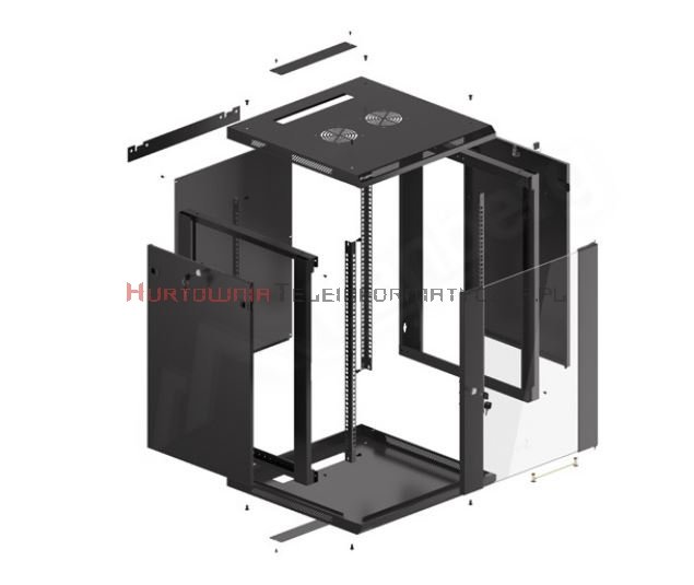 Lanberg Szafa RACK 19&quot; wisząca 15U, 600, otwory montażowe na nogi, czarna