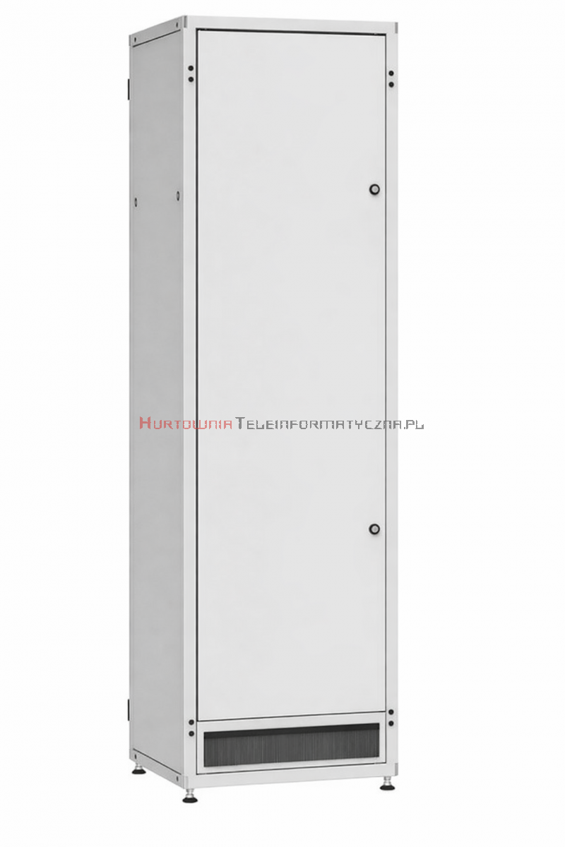 SOLARIX Szafa RACK 19" stojąca 42U 600x600 drzwi szklane, zamek 1-punktowy, tył pełny, boki zdejmowane, szara