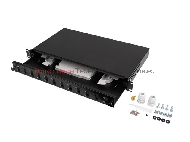 Lanberg Panel / Przełącznica światłowodowa 1U 19&quot; 12xSC Duplex, wysuwana, czarna