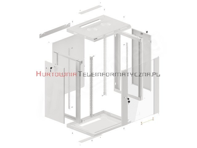 Lanberg Szafa RACK 19&quot; wisząca 9U, 450, otwory montażowe na nogi, szara
