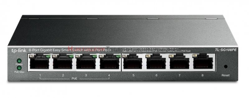 TP-LINK SG108PE Easy Smart Switch 8-Port Gigabit Ethernet, 4xPoE, desktop, (metalowa obudowa)