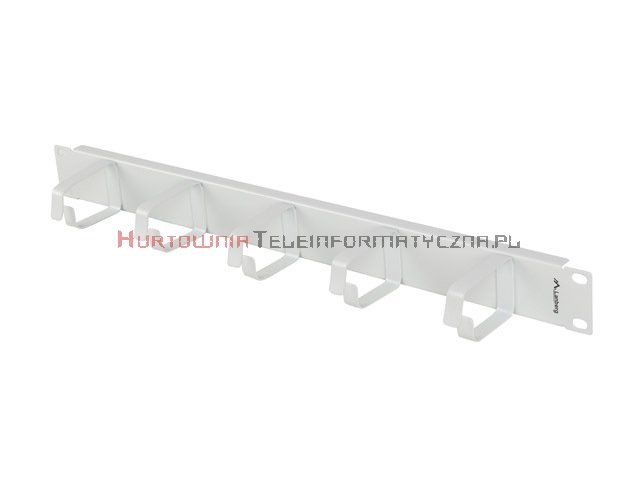 Lanberg organizator poziomy kabli 19&quot; 1U - z 5 metalowymi uszami, szary
