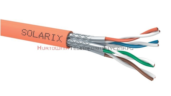 SOLARIX kabel S/FTP, drut, LSOHFR B2ca, pomarańczowy, kat.7 