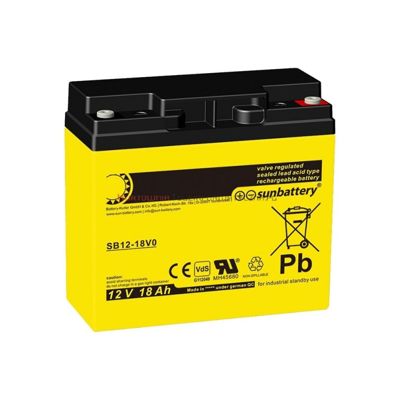 SUN Battery Akumulator SB VdS 12V 18Ah, przyłącze gwint wewnętrzny M5 mm (10-12 lat) 