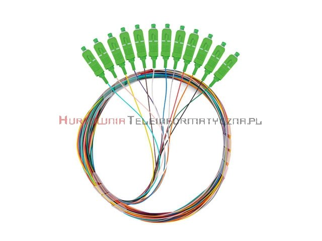 Pigtail SM 9/125, złącze SC/APC, 2m multikolor 12 szt