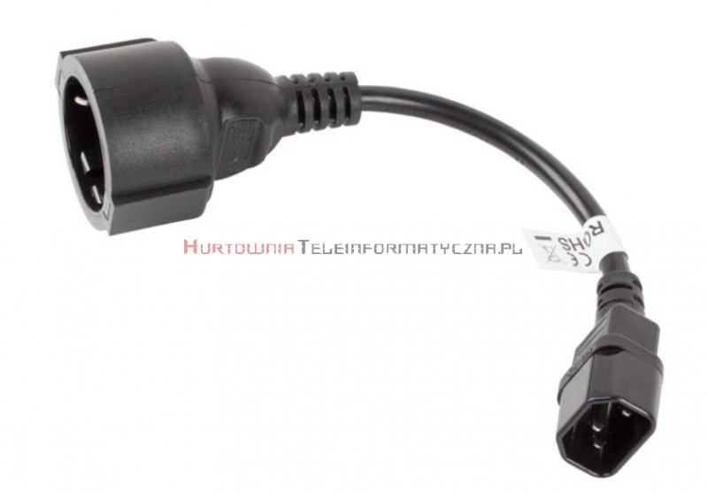 Kabel zasilający adapter przejściówka gniazdo 230/ wtyk C14, 15-20 cm
