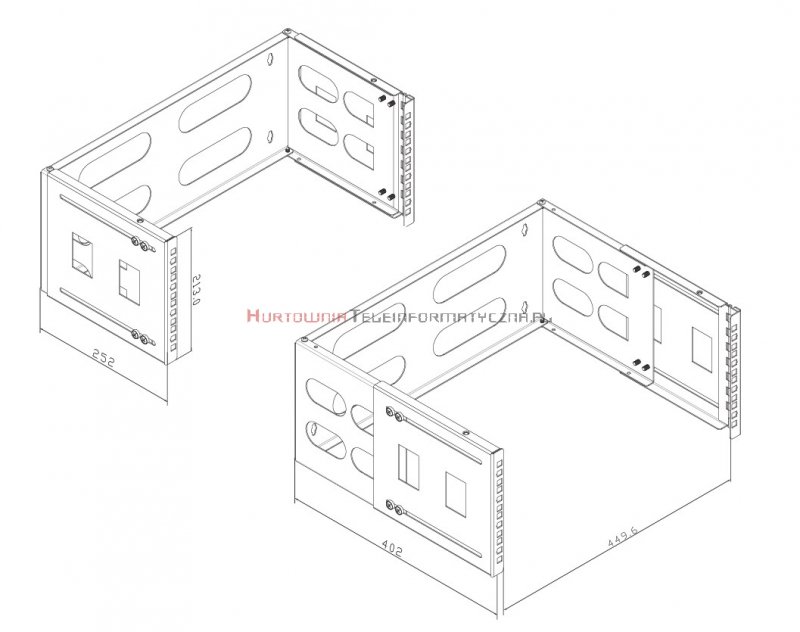Uchwyt montażowy ścienny RACK 19&quot; 4U reg. gł. 240-400mm, czarny