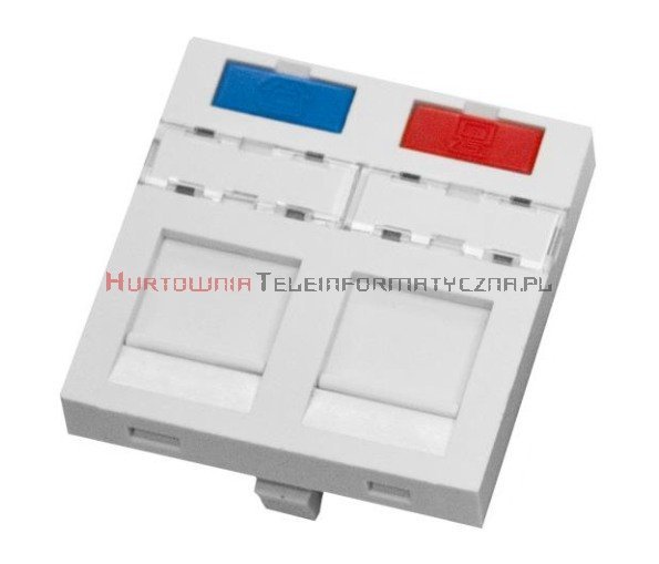 FIBRAIN DATA adapter prosty 2mod. 2xRJ45 z plakietką opisową i klapką.