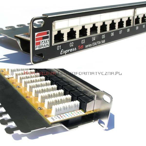 FIBRAIN DATA Express UTP Patch Panel 24 ports RJ45 Kat.5e+ z półką i polem opisowym