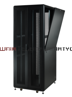 MIRSAN Szafa serwerowa RACK 19&quot; stojąca GTS 42U 800/1000 drzwi przód perforowane 63%, tył perforowane dzielone, czarna