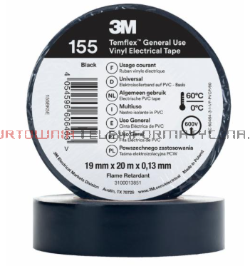 3M TEMFLEX 155 taśma izolacyjna PCW 19mm X 20m czarna