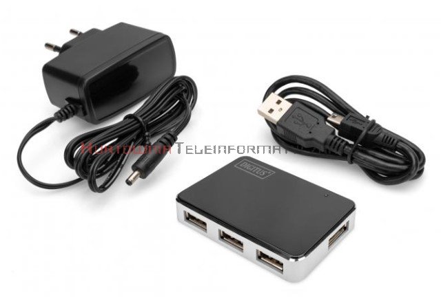 DIGITUS USB 2.0 Hub, 4-portowy z zasilaczem