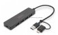 DIGITUS USB 3.0 Hub 4x gniazdo USB-A 3.0 5Gbps, wtyk USB-A z adapterem na USB-C 