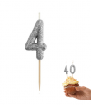 Świeczka Piker MINI Cyfra 4, BIO Brokatowa Czarna – 1 Szt.