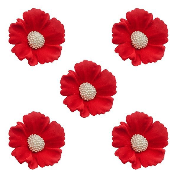 Duże kwiaty cukrowe na tort CHABER (6x5szt) czerwone