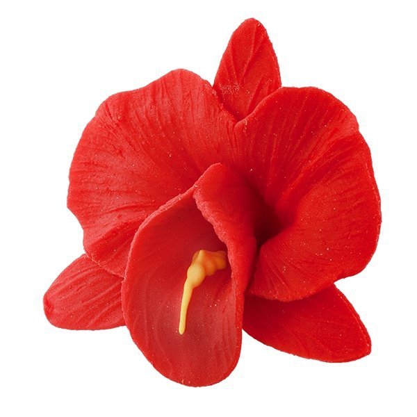 Storczyk kwiat cukrowy na tort 6cm czerwony 1szt 