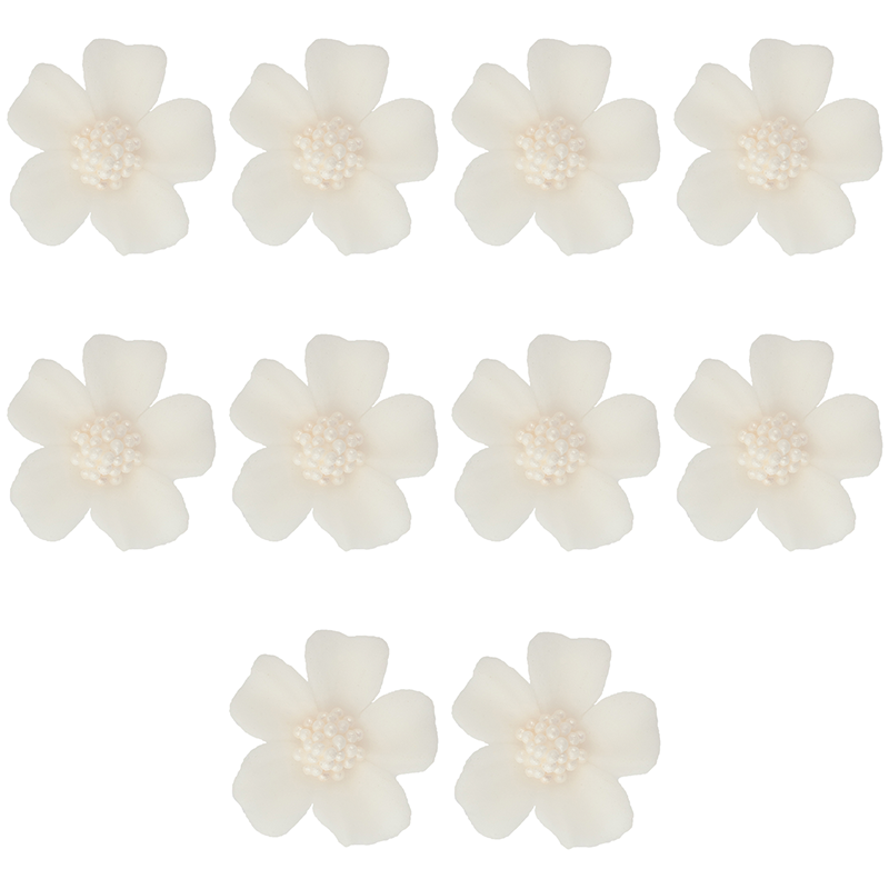 Kwiatki cukrowe na tort NIEZAPOMINAJKA (8x10szt) białe