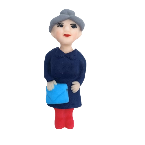 Dekoracja cukrowa Figurka na piku BABCIA + 3 KWIATY ZESTAW
