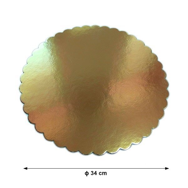 Podkład pod tort gruby złoty karbowany śr. 34cm