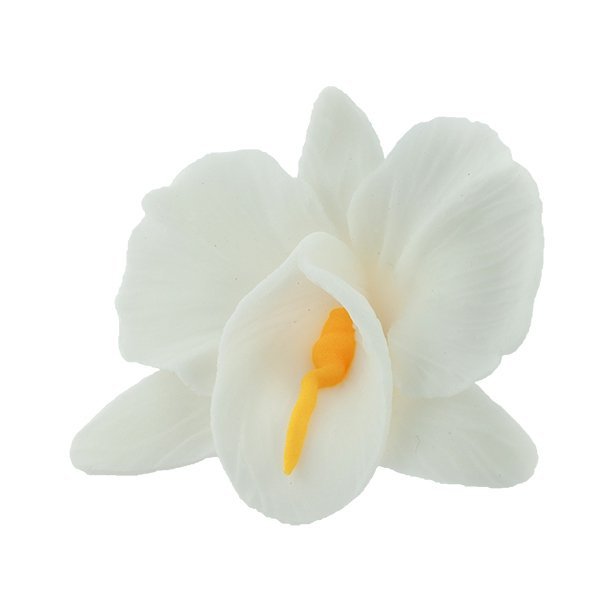 Storczyk kwiat cukrowy na tort 6cm biały 1szt 