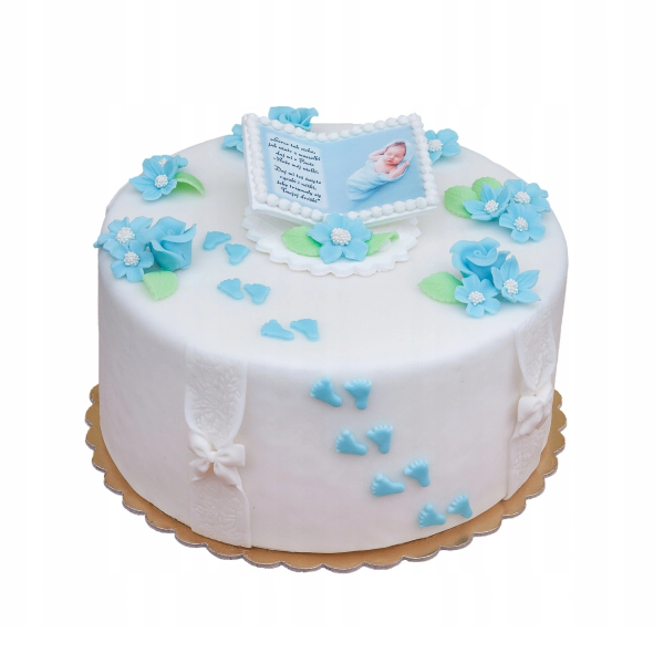 Dekoracja cukrowa na tort STÓPKI chrzest baby shower RÓŻOWE 10szt