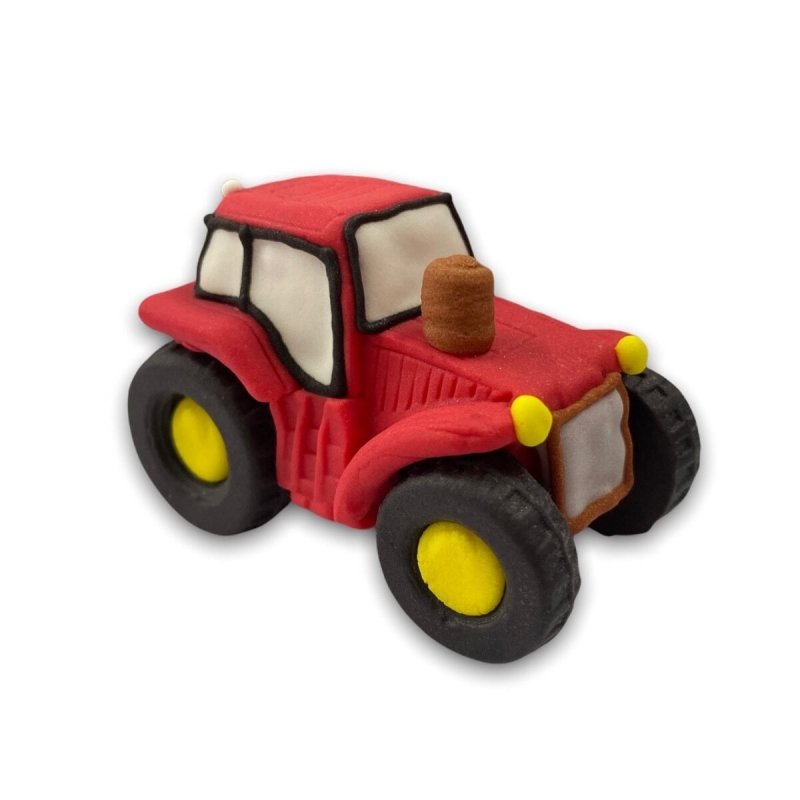 Dekoracja cukrowa figurka TRAKTOR czerwony na tort