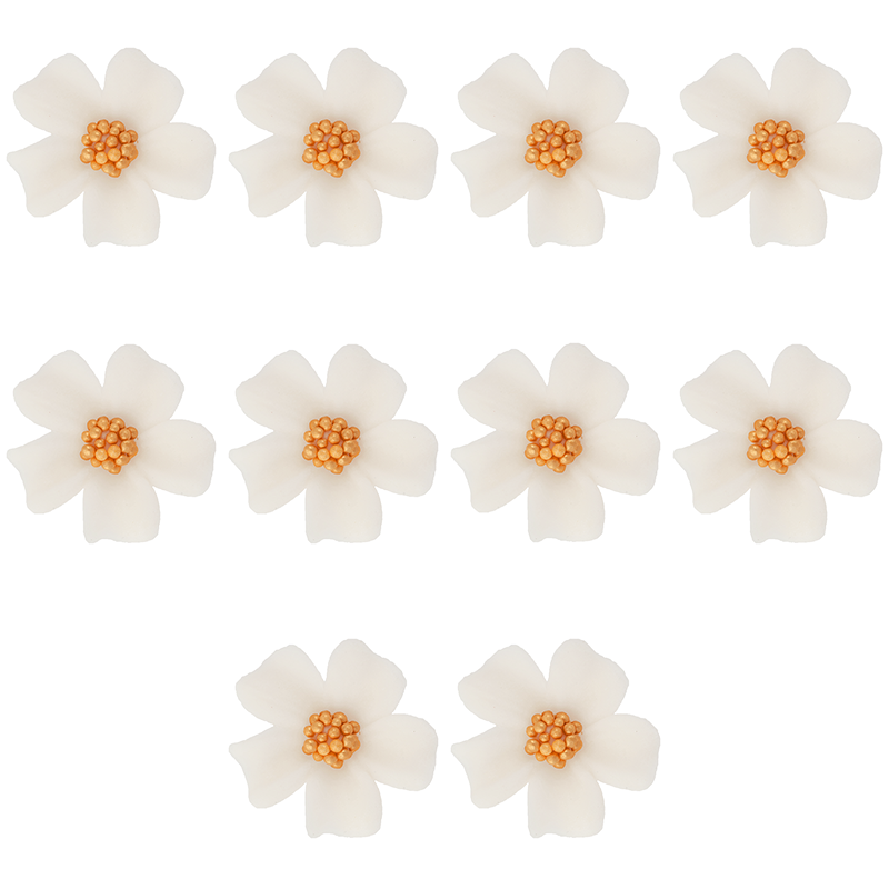 Kwiatki cukrowe na tort NIEZAPOMINAJKA (8x10szt) białe