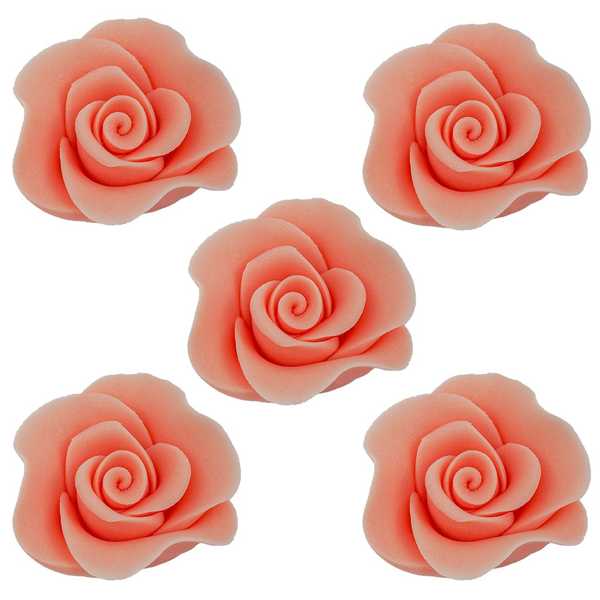 Cukrowe kwiaty na tort RÓŻA MINI MAX 20szt ŁOSOSIOWY