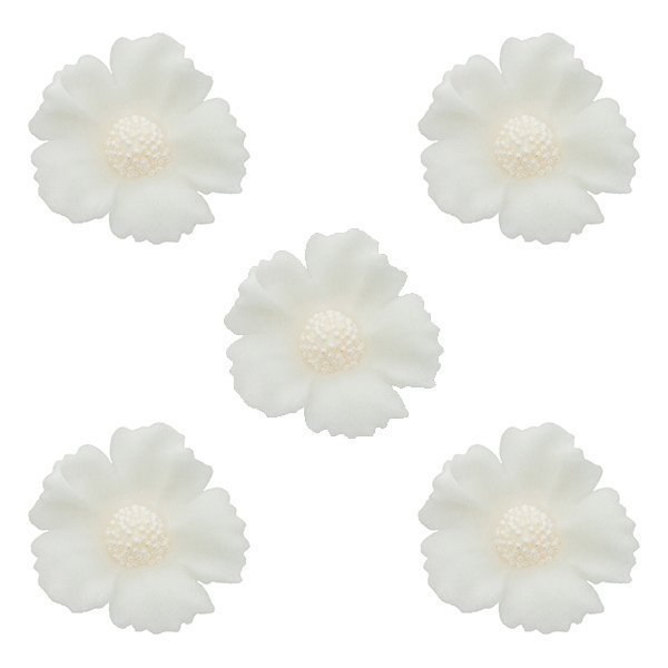 Duże kwiaty cukrowe na tort CHABER (6x5szt) białe