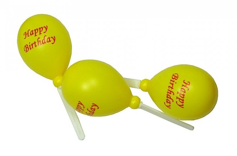 Żółty plastikowy BALONIK HAPPY BIRTHDAY - dekoracja na tort