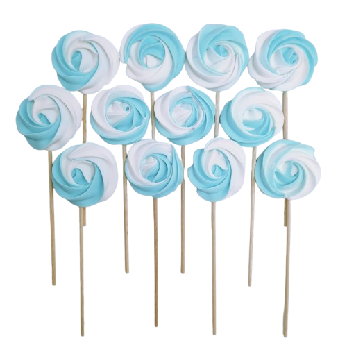 Lizaki Bezowe BIAŁO-NIEBIESKIE – Dekoracja na Tort i Deser | 12 sztuk | Hokus