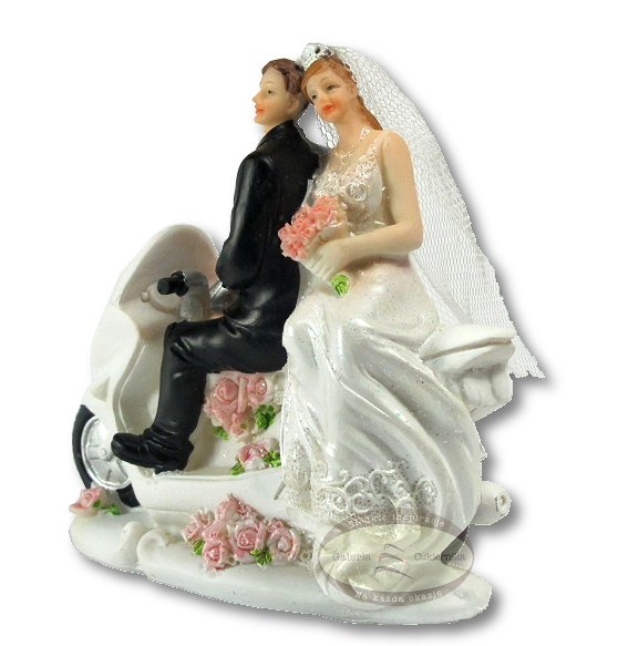 Figurka na tort ślub PARA MŁODA na skuterze