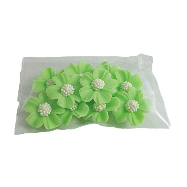 Kwiatki cukrowe na tort NIEZAPOMINAJKA (8x10szt) zielone