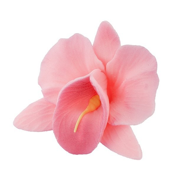 Storczyk kwiat cukrowy na tort 6cm różowy 1szt 