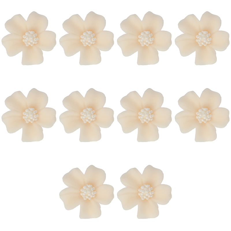 Kwiatki cukrowe na tort NIEZAPOMINAJKA (3x10szt) ecru