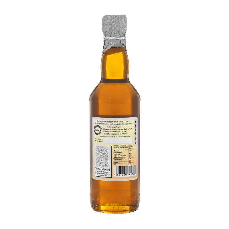 Olej świąteczny roztoczański 500 ml  bity tradycyjnie - tył.