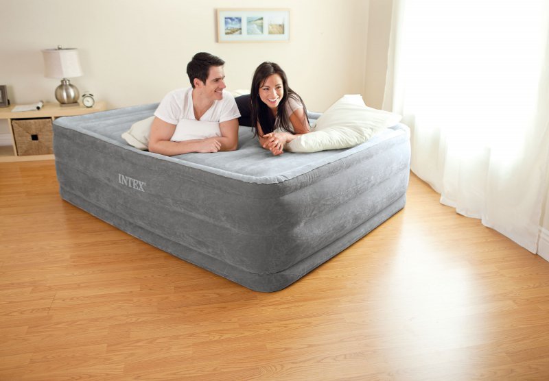 Materac łóżko do spania dwuosobowy z pompką automatyczną 203x152 cm INTEX 64418ND