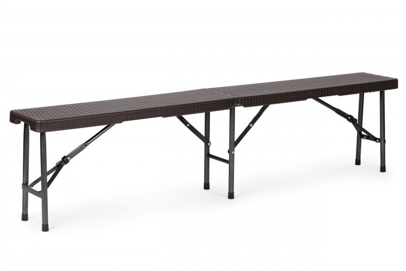 Zestaw cateringowy stół bankietowy 180 cm 2 ławki ratan brąz ModernHome