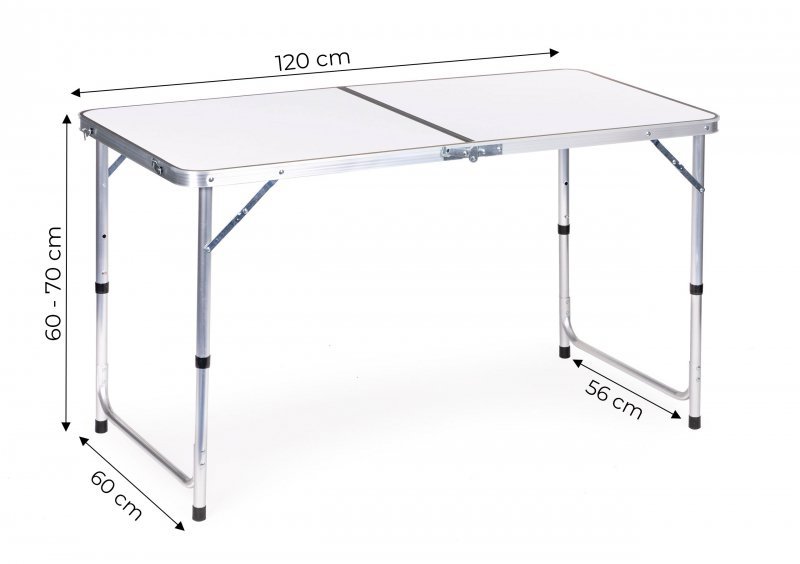 Stolik turystyczny stół składany kemping biały blat 120x60 cm MultiGarden