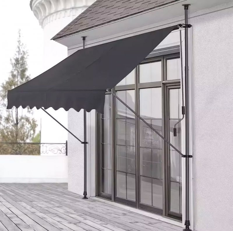 Markiza przeciwsłoneczna balkonowa 300x120 cm regulacja wysokości wodoodporna korbka ręczna szara MultiGarden