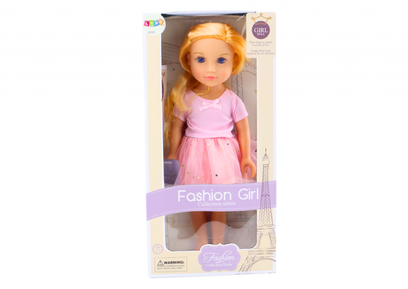 Lalka W Sukience Z Tiulem Różowa Blond Włosy