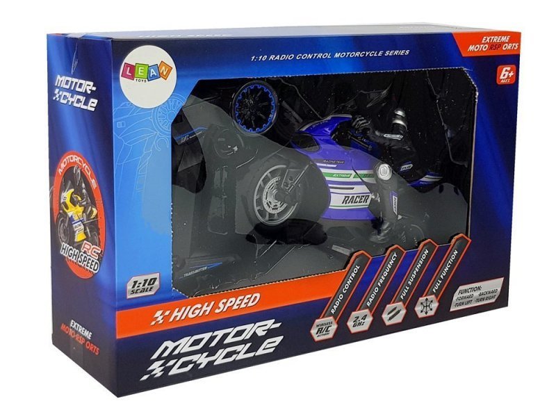 Motor Sportowy Ścigacz Zdalnie Sterowany 2.4G  Zasięg 35 m Niebieski