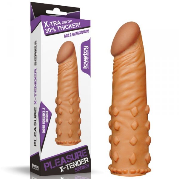 Add 2&quot;&quot; Pleasure X Tender Penis Sleeve Brown