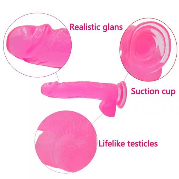 8&quot;&quot; Jelly Studs Crystal Dildo Large Pink