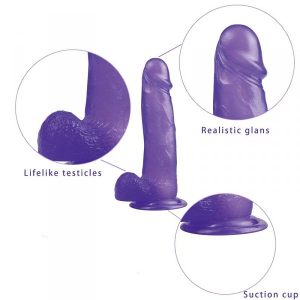 8&quot;&quot; Jelly Studs Crystal Dildo Large Purple