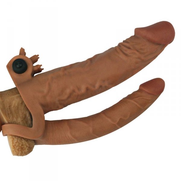 Add 2&quot;&quot; Pleasure X Tender Vibrating Double Penis Sleeve
