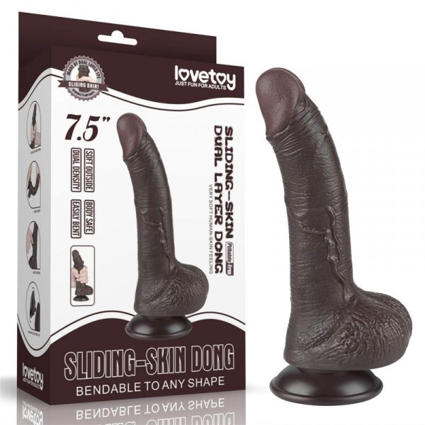 7.5&#039;&#039; Sliding Skin Dual Layer Dong Black