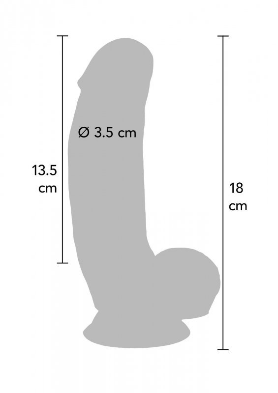 Silicone Dildo 7 inch w Balls Light skin tone